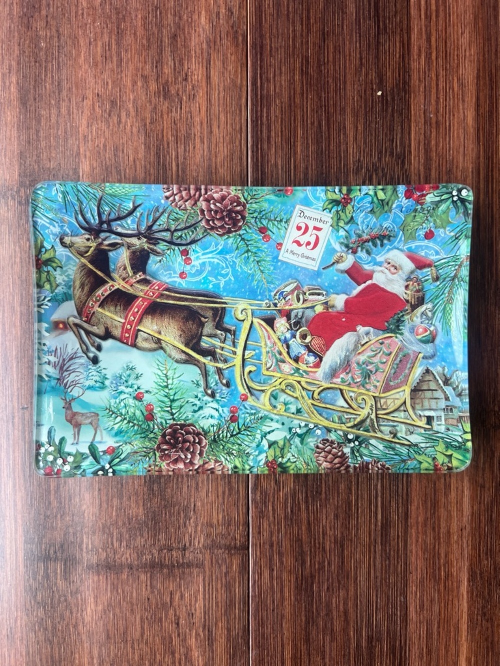 Michel Design Works Santa Reindeer Sleigh Soap Dish Trinket Tray Christmas Joy